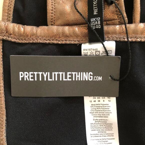 Pretty Little Things Brown Shimmer Tie Side Tanga Bikini Bottoms Size 8 - Picture 12 of 15